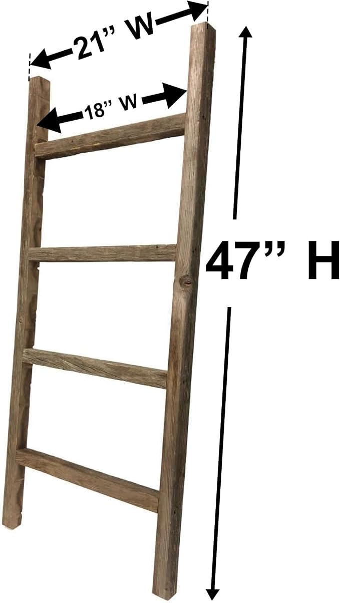 BARNWOODUSA Rustic Farmhouse Decorative Ladder - Our 47 in Ladder can be Mounted Horizontally or Vertically and is Crafted from Upcycled Wood No Assembly Required Robins Egg Blue