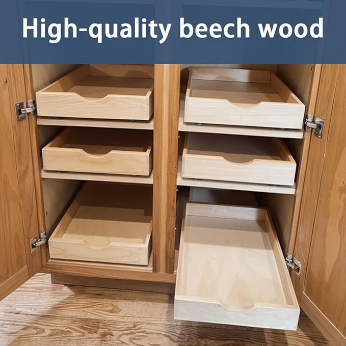 Pull Out Cabinet Drawers - 6x2 Size Options (12-23'W,18-21'D), Pre-Assembled with Soft Close Slides, Solid Beechwood, Easy Installation(23'W x 18'D)