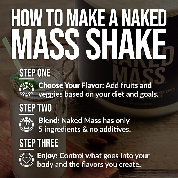 NAKED Chocolate Mass Gainer - All Natural Weight Gainer Protein Powder - 8lb Bulk, GMO Free, Gluten Free & Soy Free. No Artificial Ingredients - 1,360 Calories