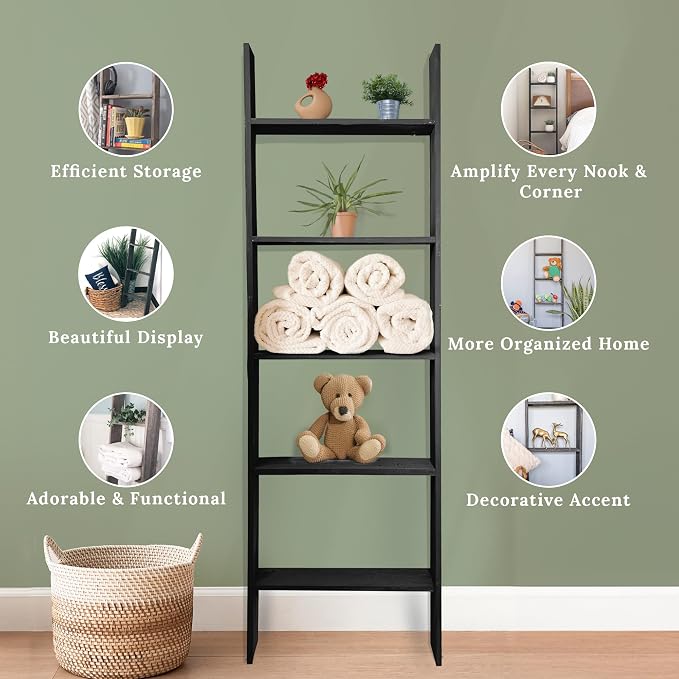 BARNWOODUSA Throw Blanket Ladder – Fully Assembled Reclaimed Wood – Rustic Decorative Ladder for Towels, Quilts, & More – Perfect Farmhouse Decor for Bathroom, Porch, or Living Room,5ft.