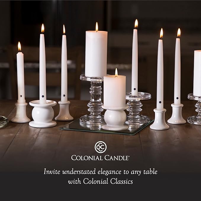Colonial Candle Unscented Taper Candle, Classic Collection, Limoncello, 12 in, Pack of 12 - Up to 10 Hours Burn