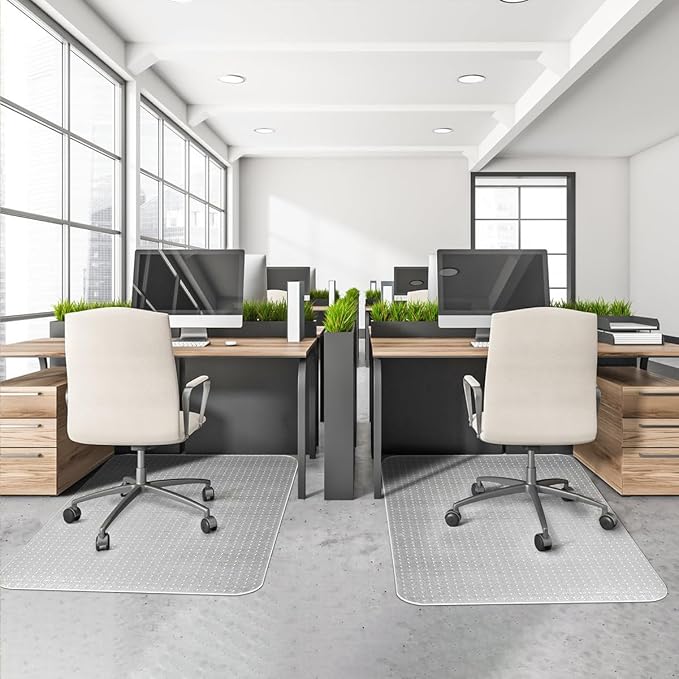 2 Pack Office Chair Mat for Carpets, 48" x 30" Clear Heavy Duty Plastic Floor Protector for Low Pile Carpeted Floors, Under Desk Computer Chair Mat for Home Office, Easy Glide and Flat Without Curling