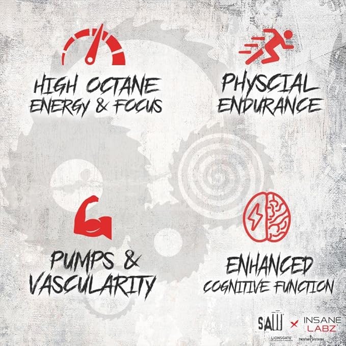 Insane Labz Psychotic Saw, High Stim Pre Workout Powder with OxyGold??and AMPiberry®,Extreme Lasting Energy with Teacrine®,Focus with CognitIQ® and Endurance with Beta Alanine,30 Srvgs,Blood Orange