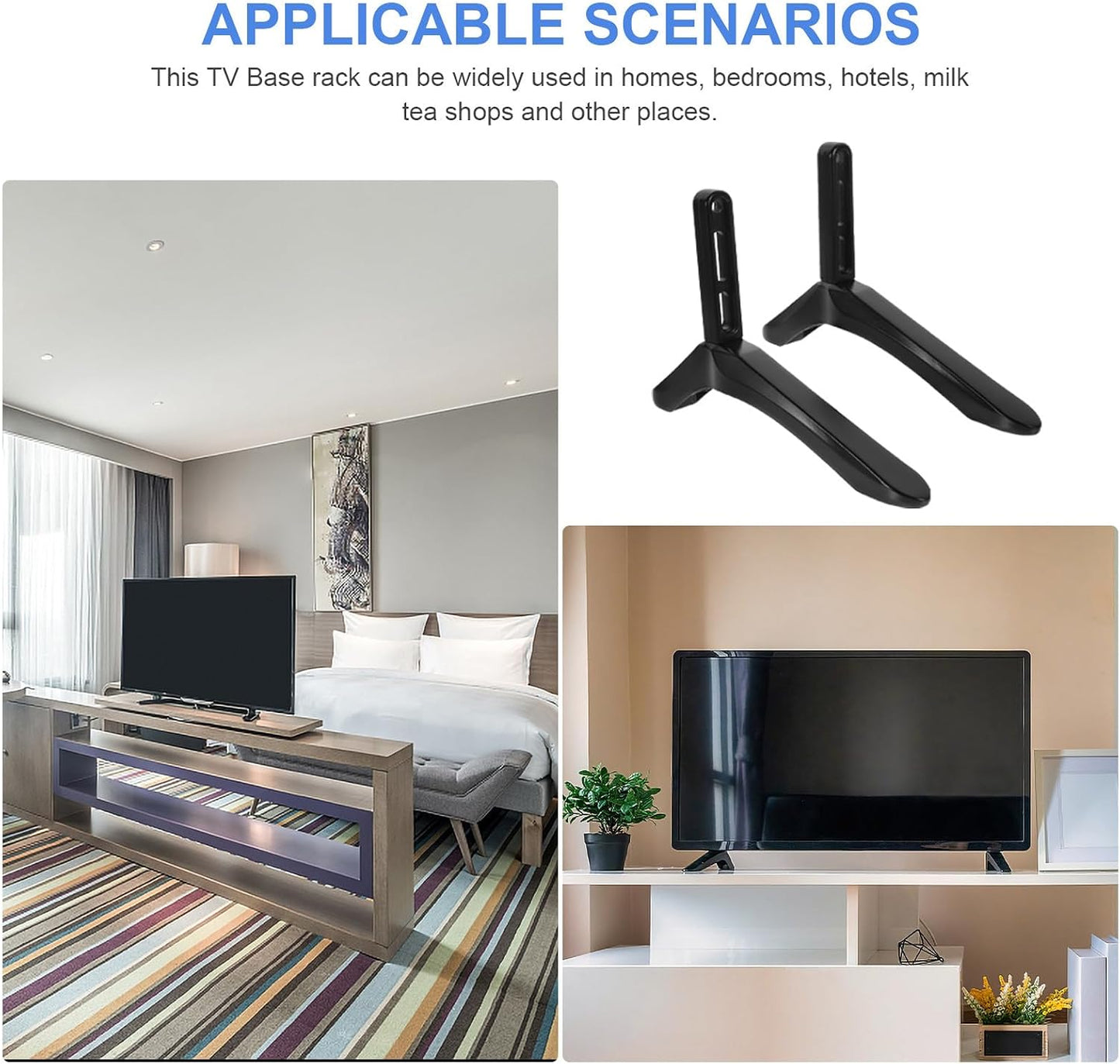 FRCOLOR Tv Support Bracket and Base Stand with Screws Black Desktop Tv Holder Pedestal Feet for Living Room and Office