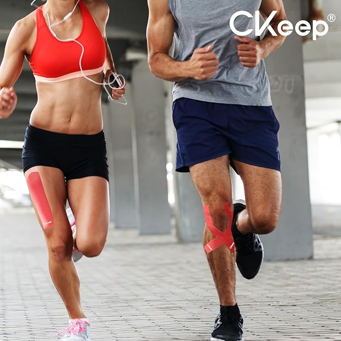 CKeep 4 Rolls Kinesiology Tape, Original Cotton Elastic Athletic Tape, 20 Precut 10" Strips Each, Red, Ideal for Muscle Support & Injury Prevention
