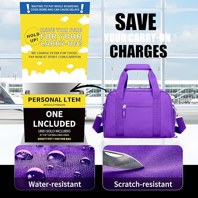 SeaRock 14 inch Small Gym Bag for Women & Men - Mini Duffle Bag Weekender & Overnight with Shoe Compartment Travel, Sports, Workout, for Purple