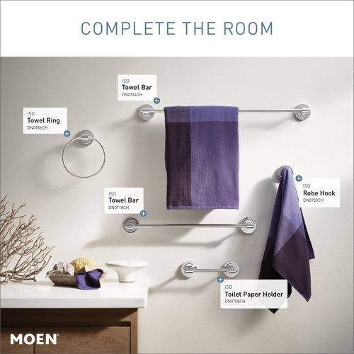 Moen DN0786CH Iso Bathroom Hand Towel Ring, Chrome