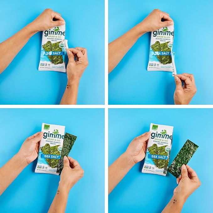 Gimme Seaweed Grab & Go Organic Premium Roasted Seaweed Snacks, Chili Lime, 5 Count Trayless, Keto, Vegan, Gluten-Free, Source of Omega3s, Healthy On-The-Go Snack for Kids & Adults