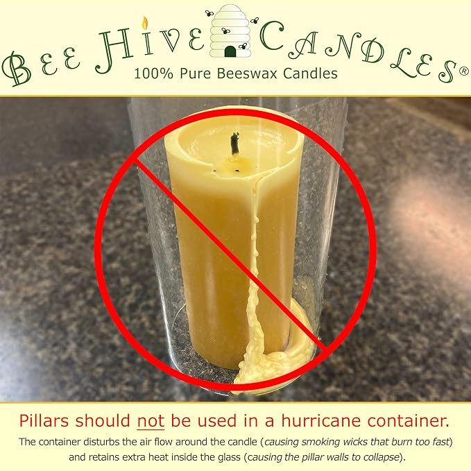 100% Pure Beeswax Pillar Candle (3" x 3") | Natural Beeswax Candles | Soy, Paraffin & Fragrance Free | Handmade in The USA