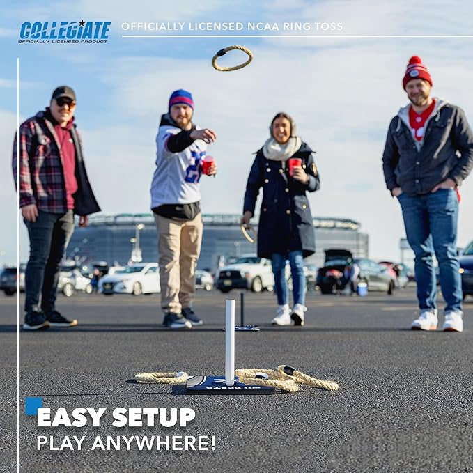 Solid Wood College Quoits Set with Direct Print HD Team Graphics – Tailgate Ring Toss Game – Great Gift for Any NCAA Fan! Ring Toss Family Outdoor Games for The Beach