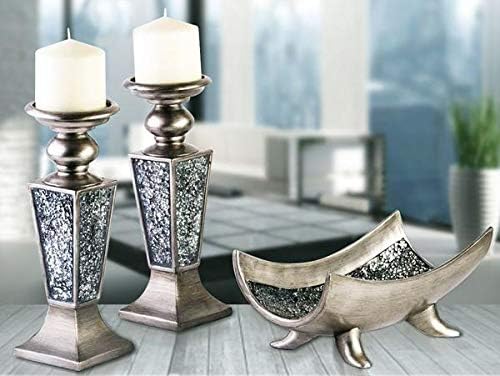 Creative Scents Schonwerk Silver Centerpiece Bowl - Coffee Table Decor - Centerpiece Table Decorations for Dining Room Living Room or Entry Table - Decorative Bowl - Best Wedding/Birthday Gift