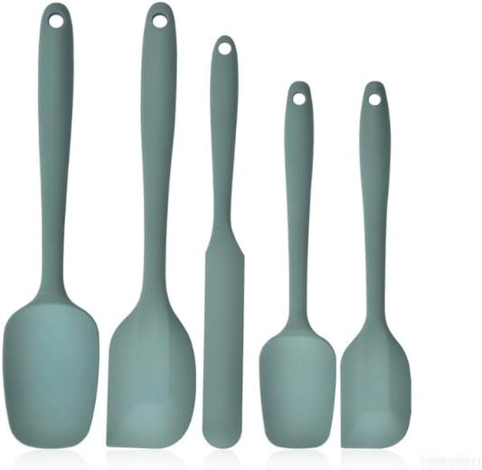Skiennix Silicone Spatula Set - 5-Piece Kitchen Utensils, Heat Resistant to 445°F, Sage Green | Non-Stick & Easy to Clean