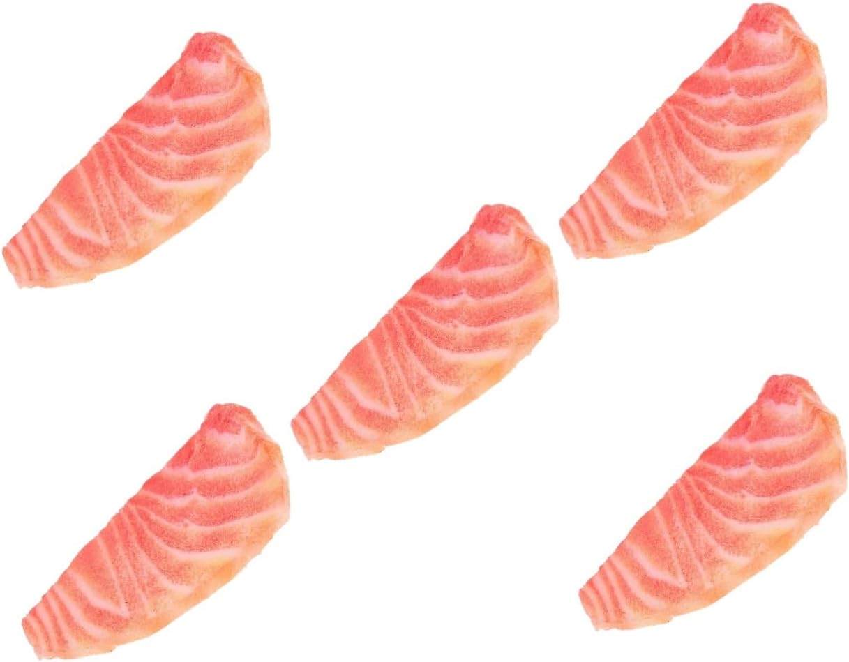 TOYANDONA Realistic Salmon Slice Model Lifelike Kitchen Decoration Prop for Home Supermarket and Restaurant Photography