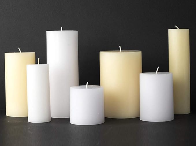 TAG Chapel 4X6 White Pillar Paraffin Wax Candle Unscented Drip-Free Long Burning 130 Hours for Home Decor Wedding Parties 4x6 White