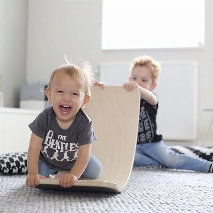 Wooden Wobble Balance Board - 37'' Natural Wobble Board, Montessori Open-Ended Toy, Waldorf Learning & Core Strength Exercise
