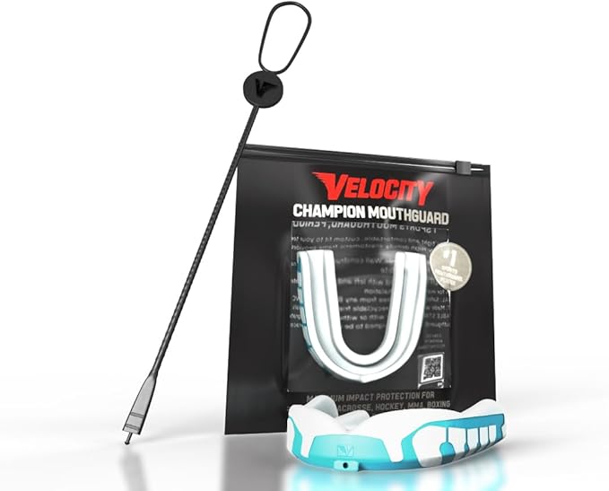 Velocity Champion Adult Mouthguard, 1 Pack, Navy & Red - for Ages 18 and Up - Ideal for Lacrosse, Football, Hockey, Basketball, Soccer, Boxing, Martial Arts, Field Hockey, and More