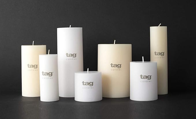 TAG Chapel 2X5 White Pillar Paraffin Wax Candle Unscented Drip-Free Long Burning 32 Hours for Home Decor Wedding Parties 2x5 White