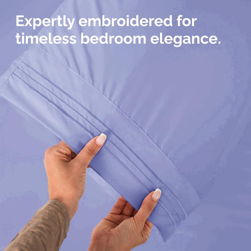 Skiennix Standard Pillow Cases Set of 4 - Ultra Soft Hotel Quality Covers - Lavender Machine Washable