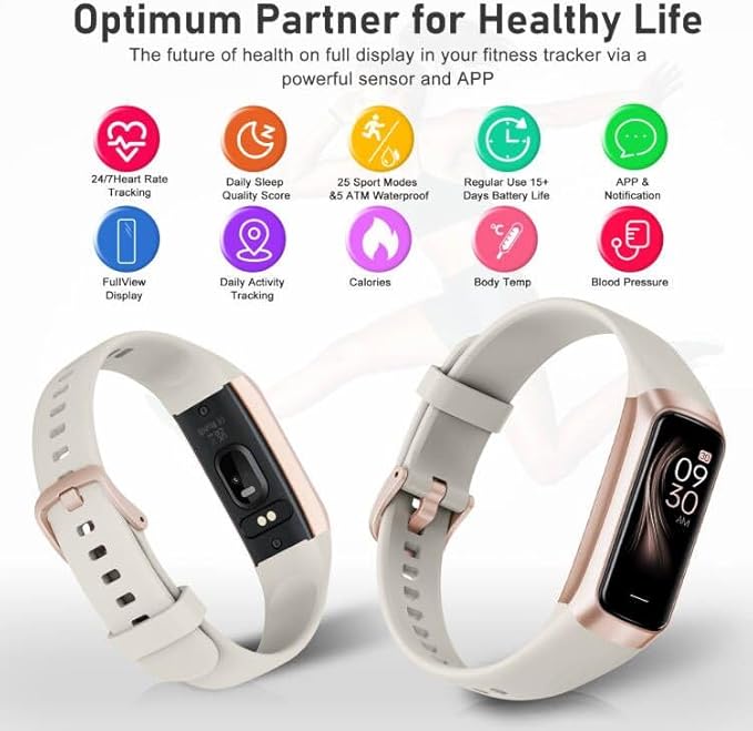 Fitness Tracker with Step Counter/Calories/Stopwatch, Activity Tracker, Health Tracker with Heart Rate Monitor, Sleep Tracker,1.10''AMOLED Touch Color Screen, Pedometer Watch for Women Men