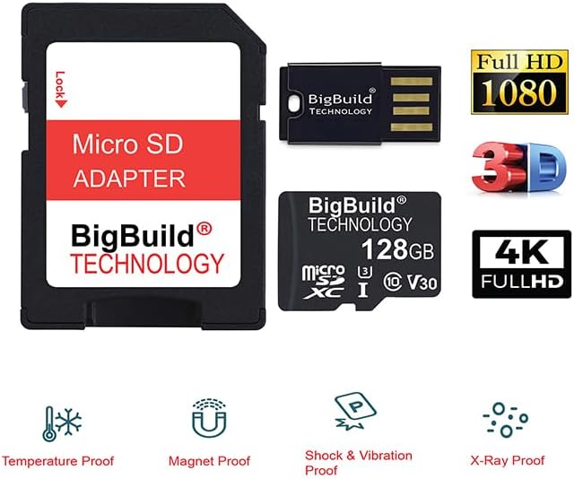 BigBuild Technology 128GB U3 M21, M23, NW-A306 Micro SDXC Memory Card for FiiO Sony Music Player