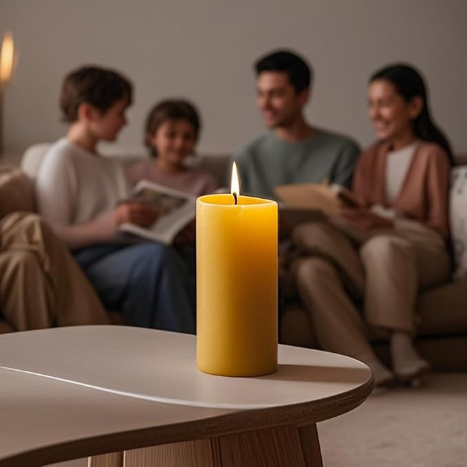 6 Packs Natural Beeswax Candles, 100% Pure Beeswax Pillar Candles for Emergency Prayer Home Decor, Bees Wax Candle for Relax, Smokeless & Dripless [2x4 inch]