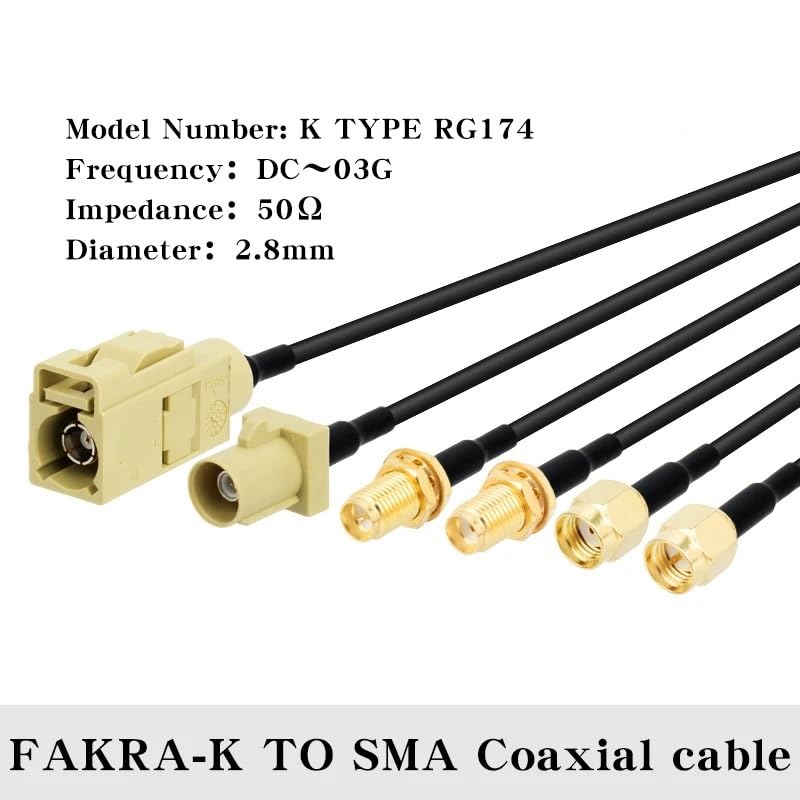 bodateng RG174 50Ohm Cable(1.64ft-0.5m) LIHUA Fakra K Male/Female Coaxial Cable for Car Satellite GSM Cellular for Car