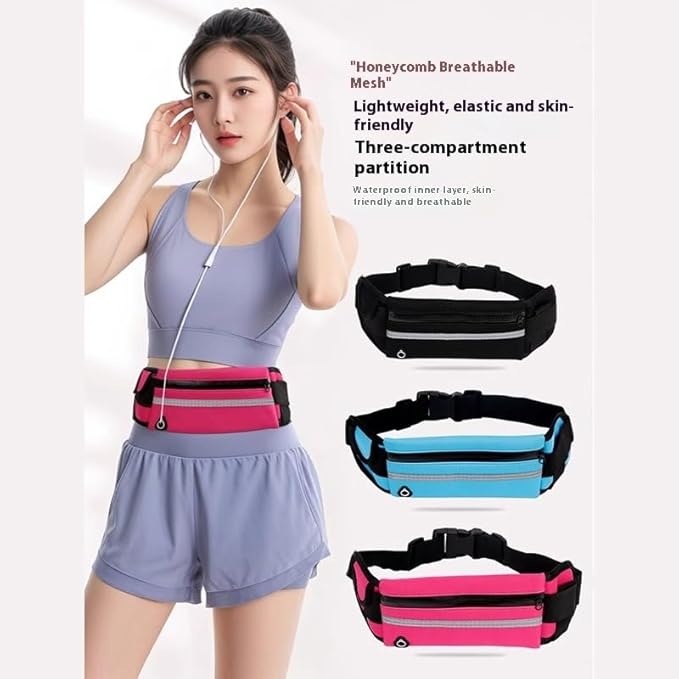 Adjustable Elastic Fitness Fanny Pack for Sports, Running Belt Waist Pack, Waterproof Sports Fanny Pack,Outdoor card wallet，Leisure travel wallet，5 color options available (blue)