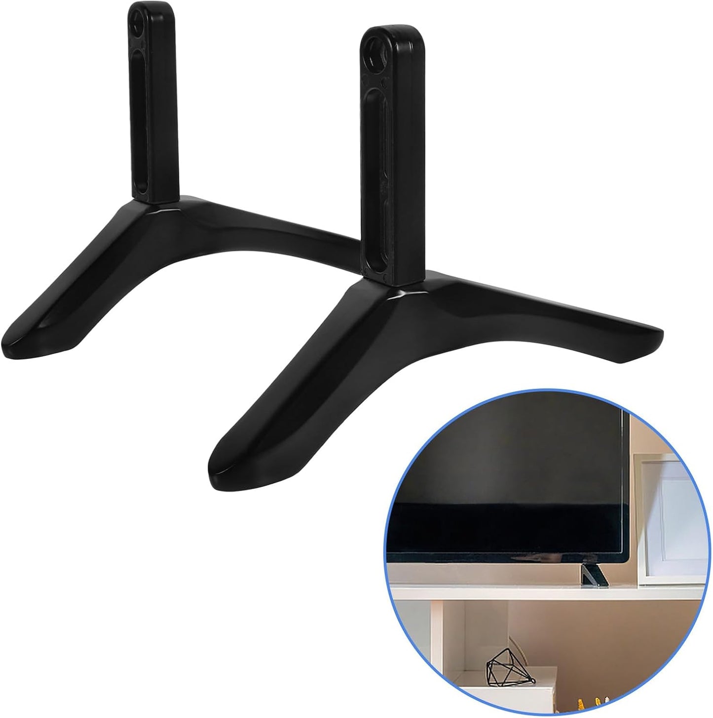 SHERCHPRY Tv Stand Replacement Tabletop Base with Screws Black Tv Support Holder for Flat Screen Televisions for Living