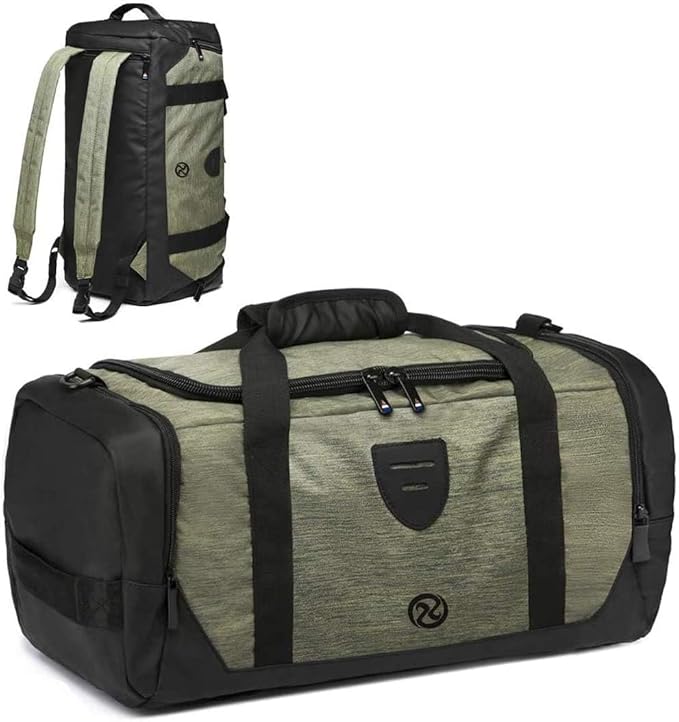 Gym Duffle Bag Backpack Waterproof Sports Duffel Bags Travel Weekender Bag for Men Women Overnight Bag with Shoes Compartment Green