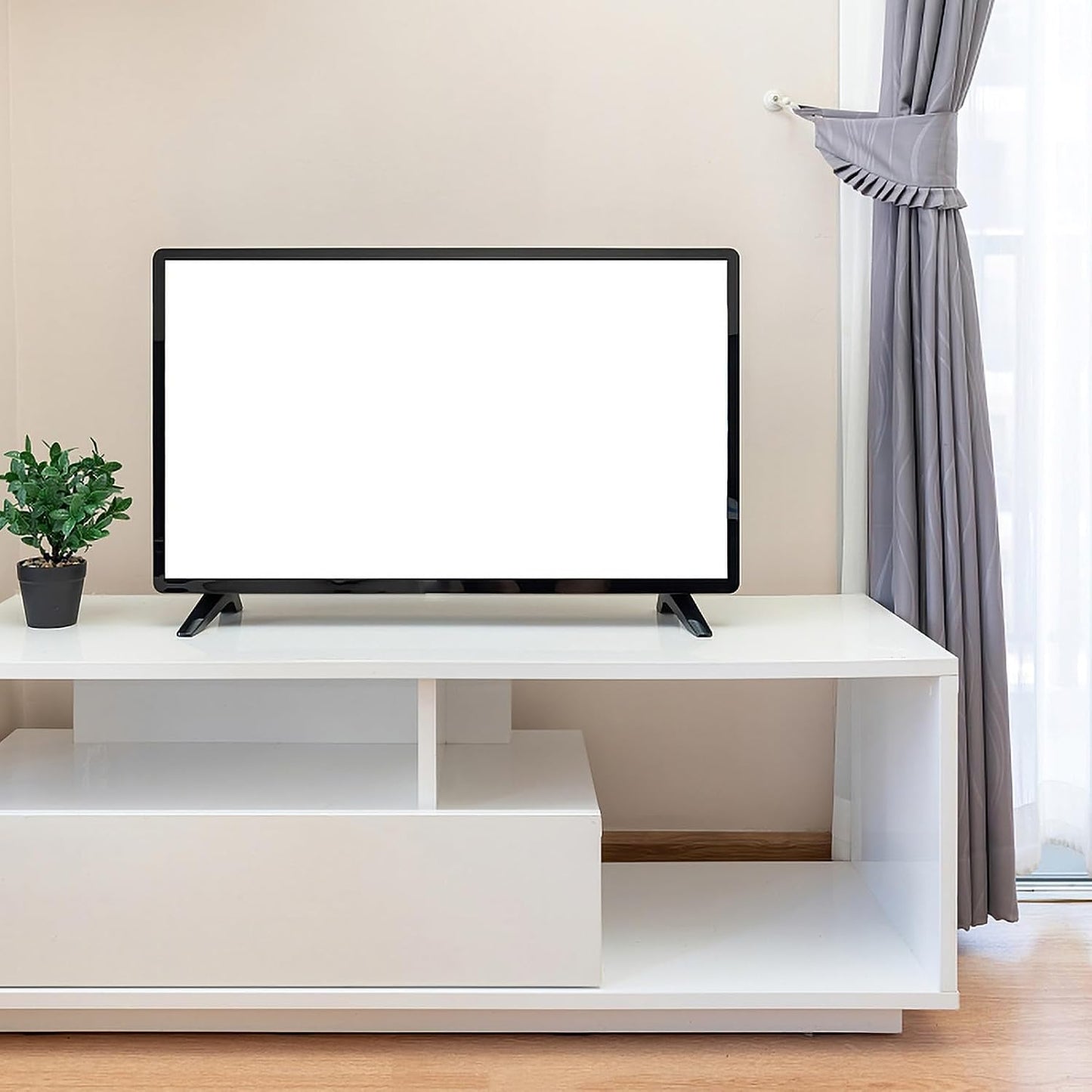 KICHOUSE Setup Tv Base Pedestal with Screws Black Tv Holder Table Support Stand Stand Suitable for Living Room