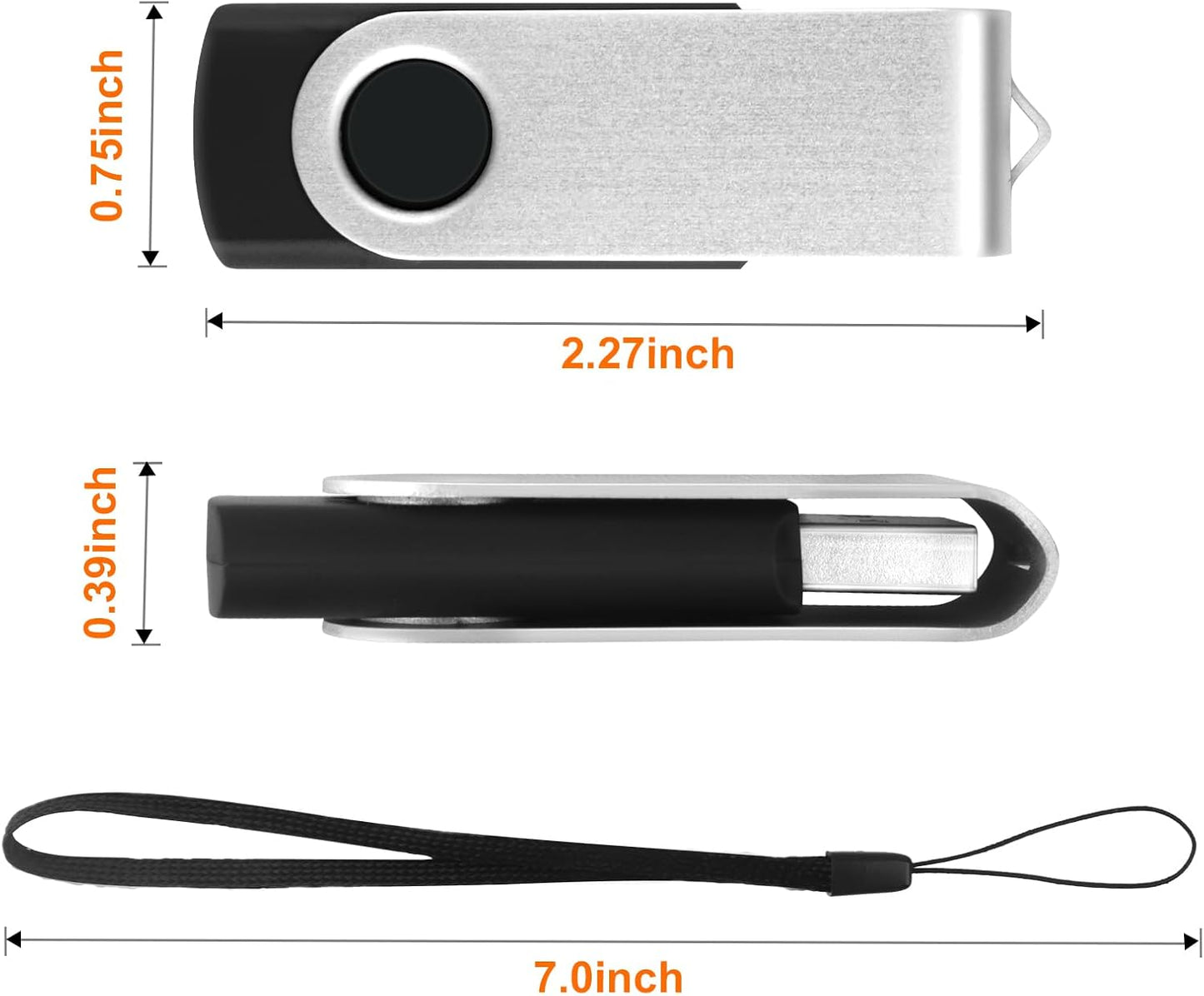 MECHEER 128MB 10 Pack, 2.0 Thumb Drives Bulk USB Flash Drive Jump Drives with Lanyards, Swivel Memory Stick Photo