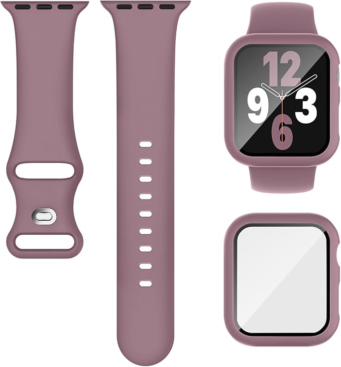 Compatible for Apple Watch Series 11 10 Band 42mm and Case with Screen Protector, Soft Silicone Sport Strap Bands and Protective Cover with Tempered Glass for iWatch Series 11 10