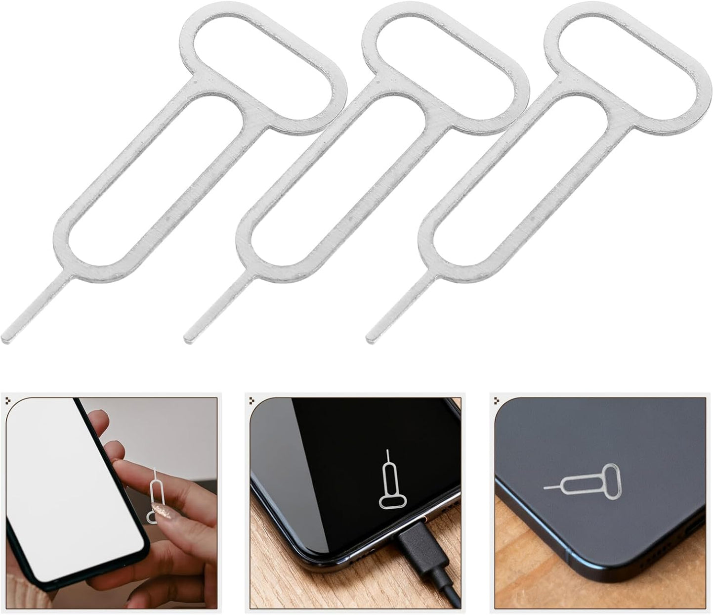 300pcs Sim Card Tray Pin Ejector Tool Universal Stainless Steel Sim Removal Needle for Smartphone Cell Phone