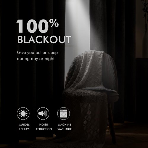 MIULEE Blackout Curtains - 100% Thermal Insulated Linen Texture Drapes | Seafoam Green, 52x96 Inch (2 Panels)