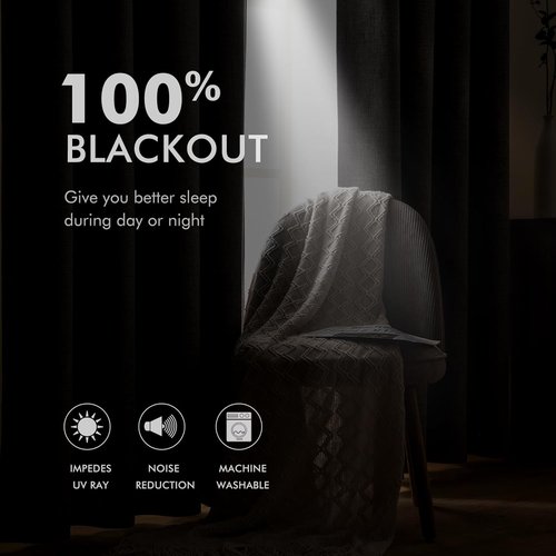MIULEE 100% Blackout Linen Textured Curtains - Thermal Insulated Room Darkening Drapes | Warm Taupe, 52 x 84 Inch (2 Panels)