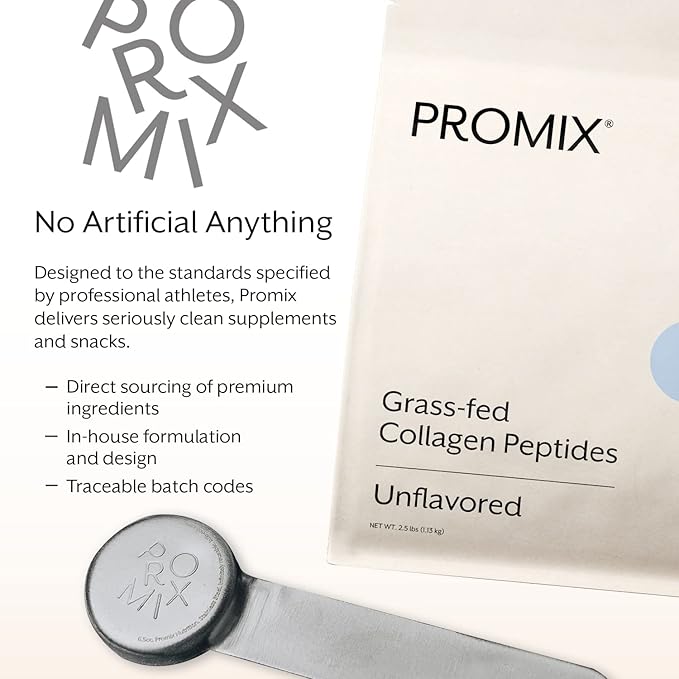 ProMix Nutrition Collagen Peptides, Unflavored - Hydrolyzed Collagen Protein Promotes Healthy Skin, Bones, Joints & Recovery Support - Add to Shakes, Smoothies, Beverages - 2.5 Pound