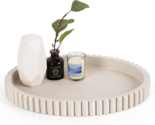 Oval Tray for Coffee Table Decor, 15" Concrete Tray, Table Centerpieces Decorative Trays for Home Decor, Modern Decorative Trays for Coffee Tables, Centerpiece Trays, Gray