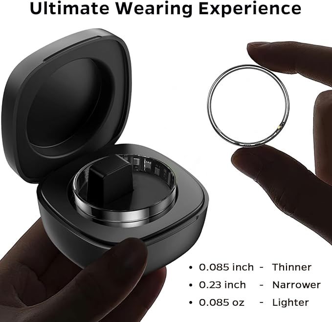 Ultra-Thin Smart Ring for Women Men,Sleep Tracker Ring with Heart Rate, Waterproof Fitness Ring for Activity Monitoring/Steps/Calories,No Subscription Fee,for iSO & Android (Silver, 7)