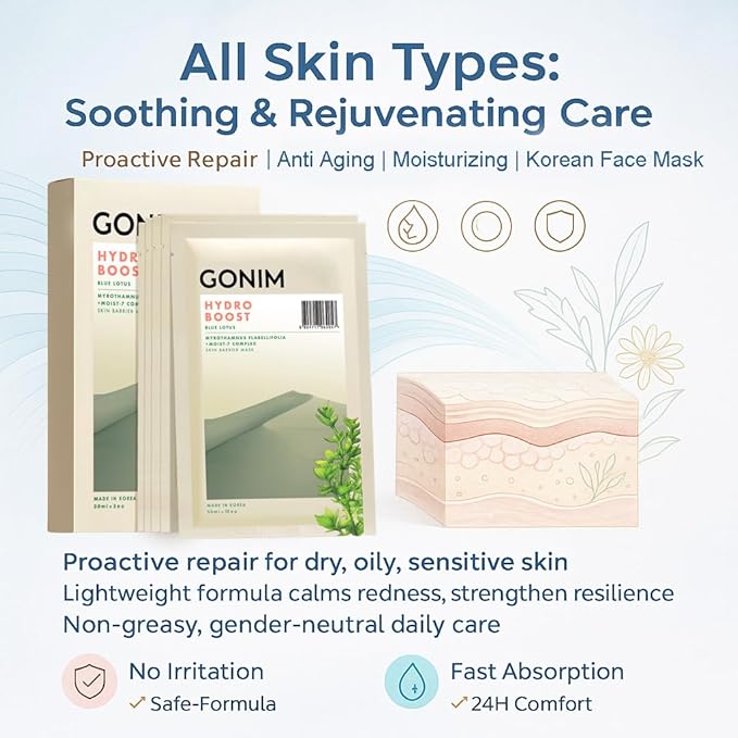 Face Mask Korean Skin Care with Hyaluronic Acid & Collagen Activation- Face Masks Skincare Hydration, Moisturizing Sheet Mask, Travel Essentials, Korean Face Mask 30ml x10 Sheets