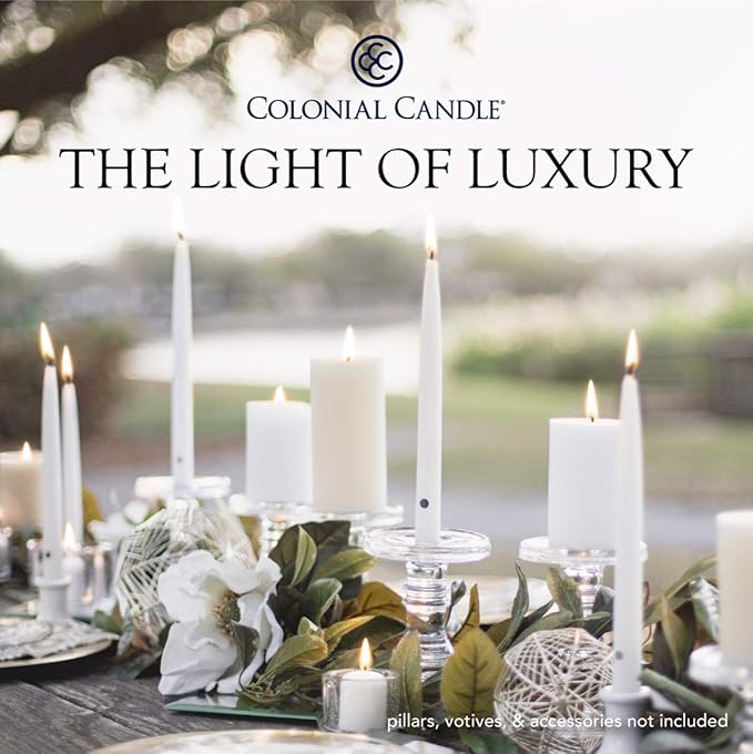 Colonial Candle Unscented Taper Candle, Classic Collection, Indigo, 12 In, Pack of 12 - Up to 10 Hours Burn