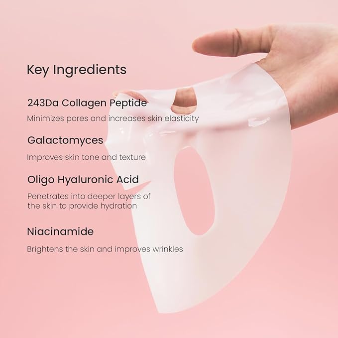 BIODANCE Bio-Collagen Real Deep Mask, Hydrating Overnight Hydrogel Mask, Pore Minimizing, Plumping, Elasticity Improvement, Korean Skincare for stocking stuffers | 1.19oz(34g) x 16ea