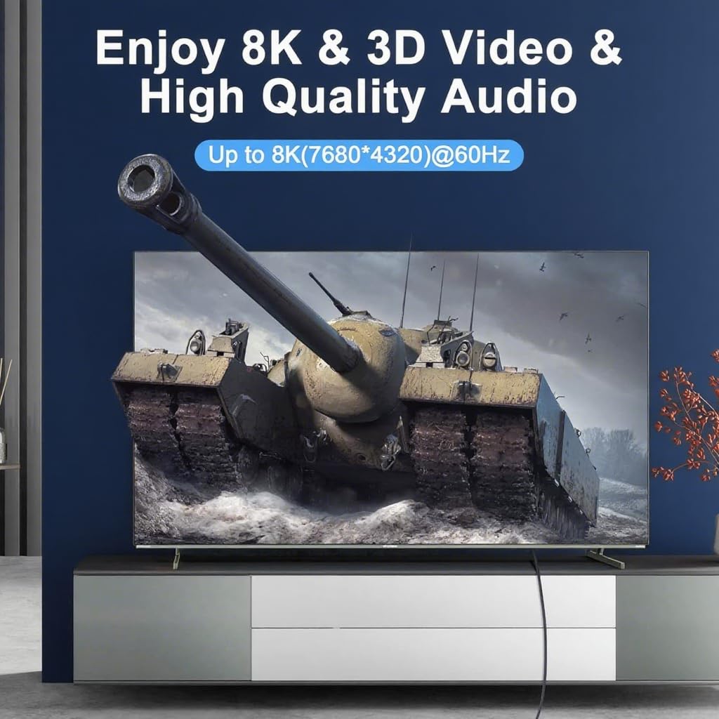 Generic 2M (6.6FT) 48Gbps 8K@60Hz, 4K@120Hz, HDR10, 2.2/2.3, PS3/4/5, Kirei V Wire Ultra High Speed HDMI Cable