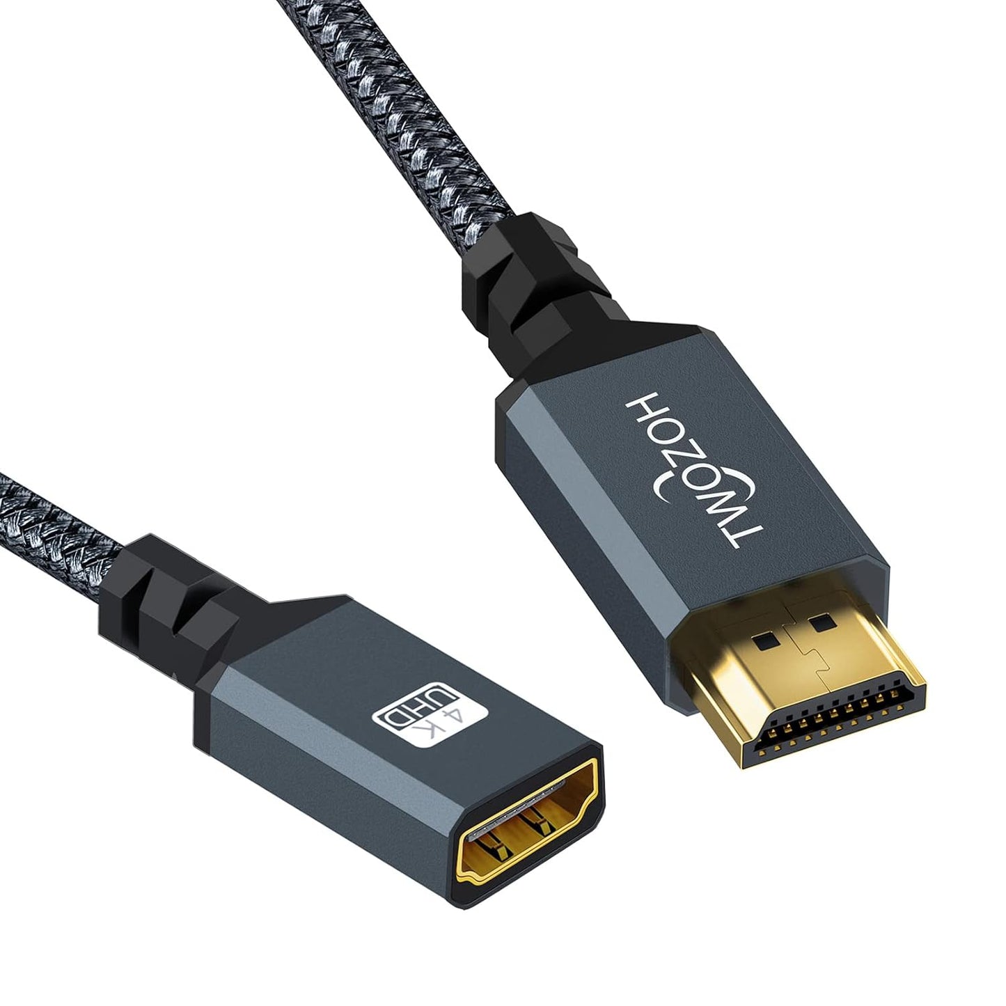 Twozoh 6.6FT, 2.0 4K@60Hz 3D HDMI Extension Cable HDMI Male to Female HDMI Cord, HDMI Cable Adapter Support HDR
