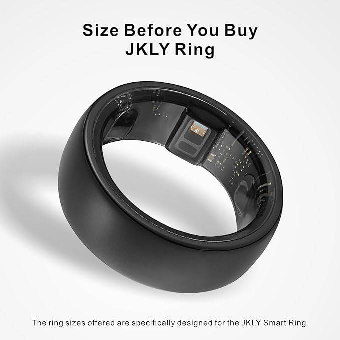 Smart Ring, Activity Trackers, Sleep Ring, Fitness Tracking, Stress Tracker, Heart Rate, Meditation, Temperature, Respiratory, No App Subscription, Women, Men, iOS, Android (Black, 6)