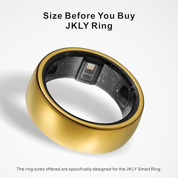 Smart Ring, Activity Trackers, Sleep Ring, Fitness Tracking, Stress Tracker, Heart Rate, Meditation, Temperature, Respiratory, No App Subscription, Women, Men, iOS, Android (Golden, 6)