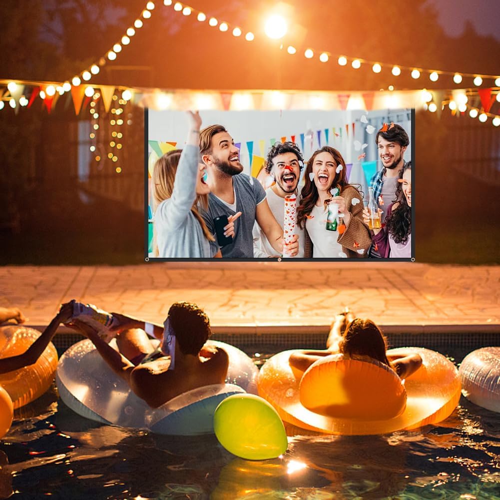 StepOK 16:9 60"|72"|84"|100"|120"|150" (84 inch Projector Screen, White Projector Screen, No Crease Home Theater