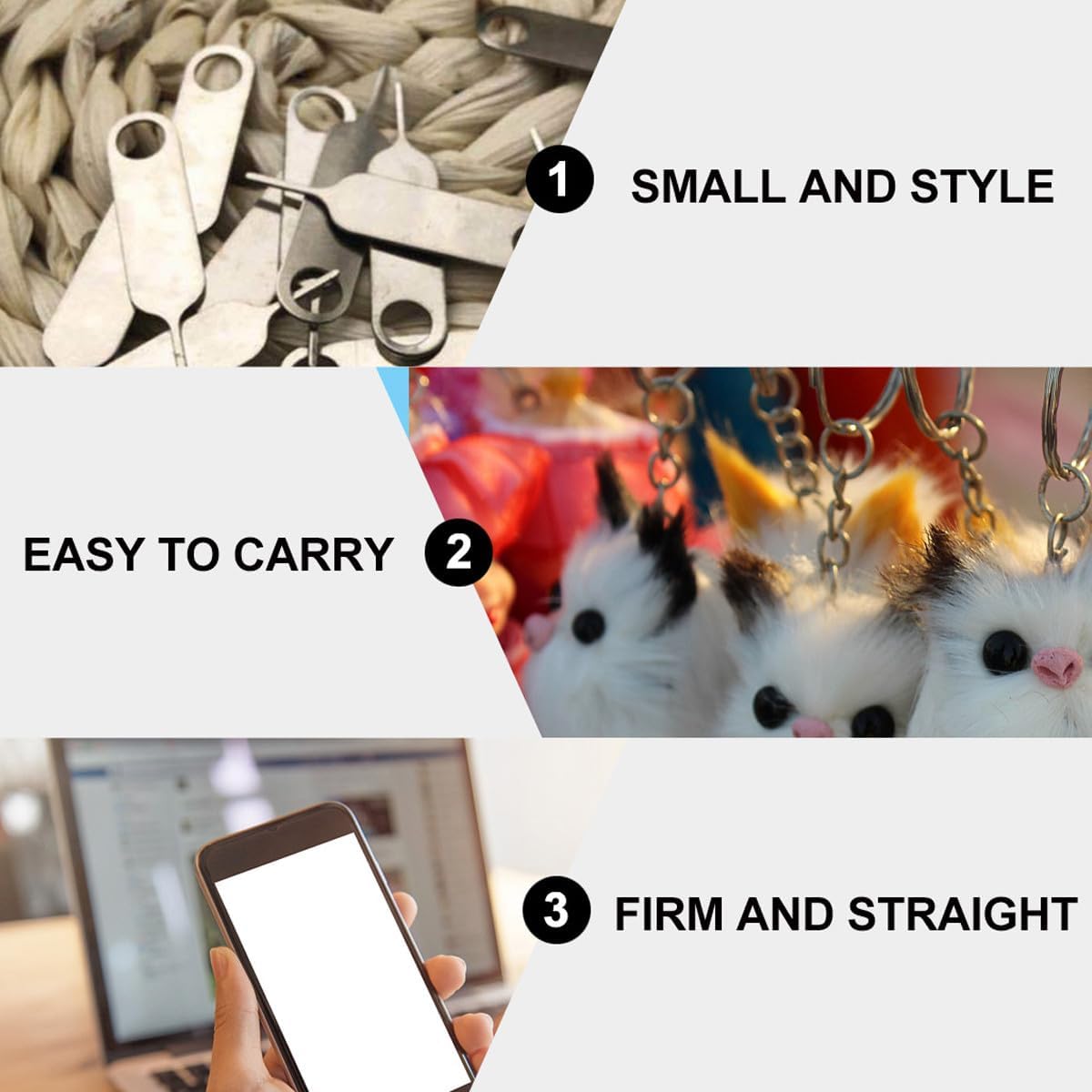 100pcs Gadpiparty Universal Sim Pin Eject Tool Stainless Steel Mobile Phone Sim Tray Remover Kit for Smartphones
