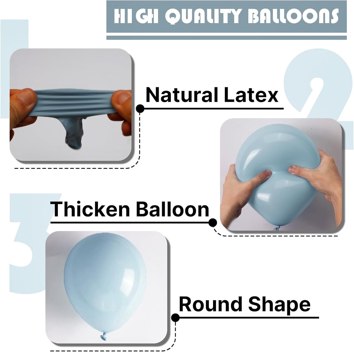 PartyWoo Dusty Blue Balloons - 100pcs 12 Inch Light Blue Aqua Latex Helium Balloons for Events