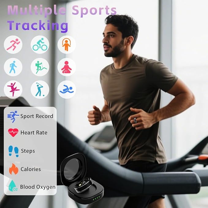 Smart Ring for Men Women ??Fitness Tracker Ring with Heart Rate, SpO2, Blood Pressure, Sleep Monitoring, Step & Calorie Counter, No Subscription Fee, iOS & Android Compatible (Black, 13)
