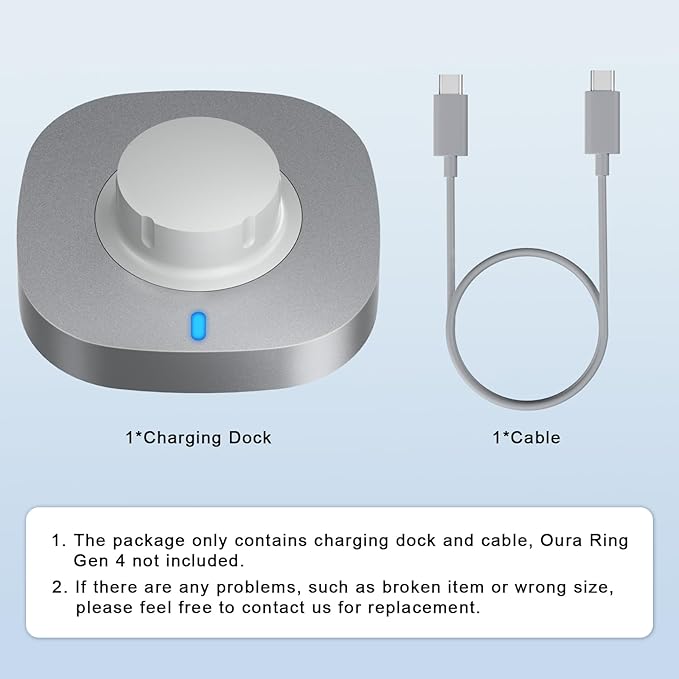 Compatible with Oura Ring Gen 4 Charger Size 9, Fast Charging Dock with USB-C Cable